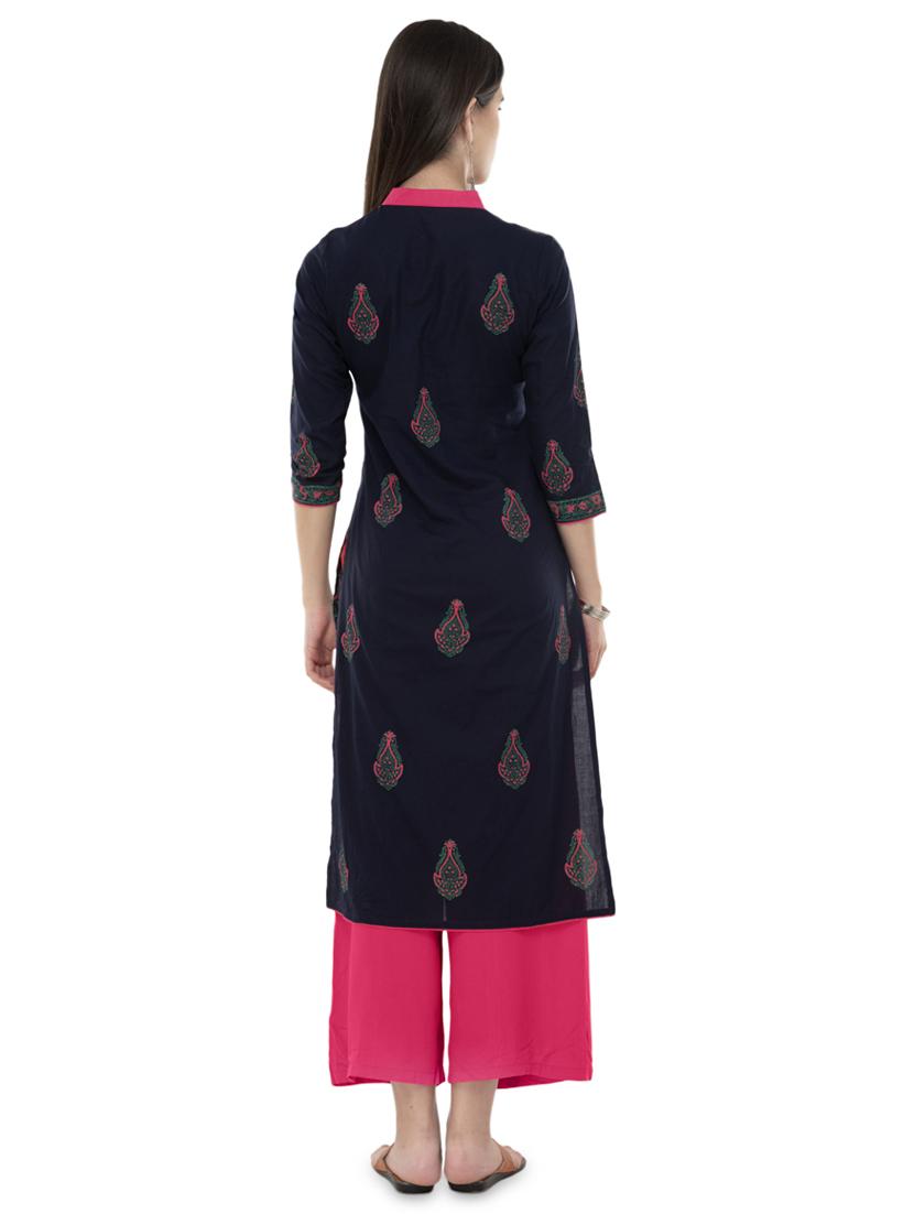 block print straight kurta - 16352639 - Zoom Image - 3