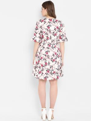 flute sleeved floral a-line dress - 16353683 - Standard Image - 3