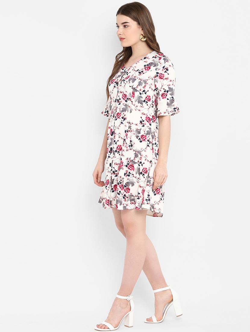 flute sleeved floral a-line dress - 16353683 - Zoom Image - 2