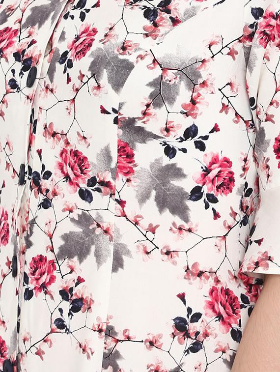 flute sleeved floral a-line dress - 16353683 - Zoom Image - 4
