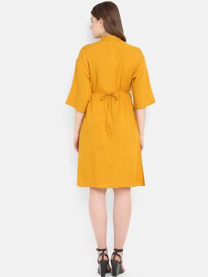 tie back solid shirt dress - 16353687 - Standard Image - 3