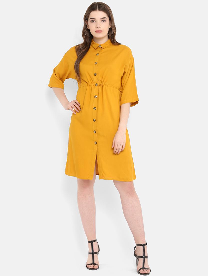 tie back solid shirt dress - 16353687 - Zoom Image - 1