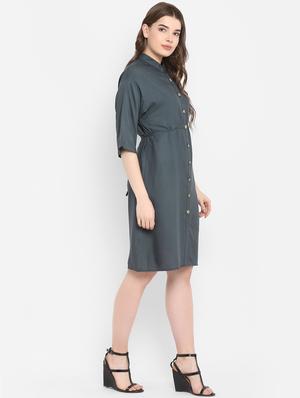 tie back solid shirt dress - 16353688 - Standard Image - 2