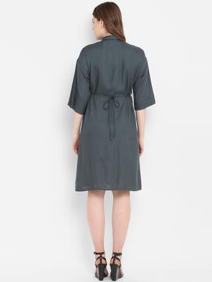 tie back solid shirt dress - 16353688 - Standard Image - 3