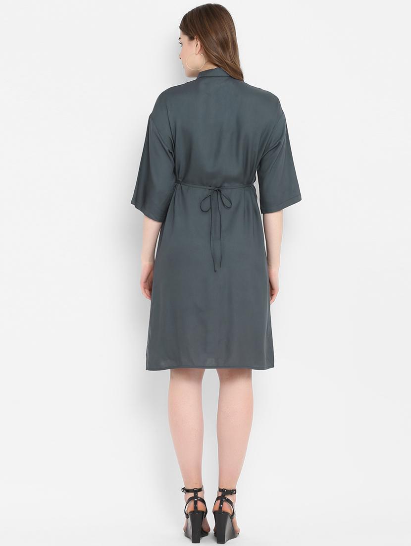 tie back solid shirt dress - 16353688 - Zoom Image - 3