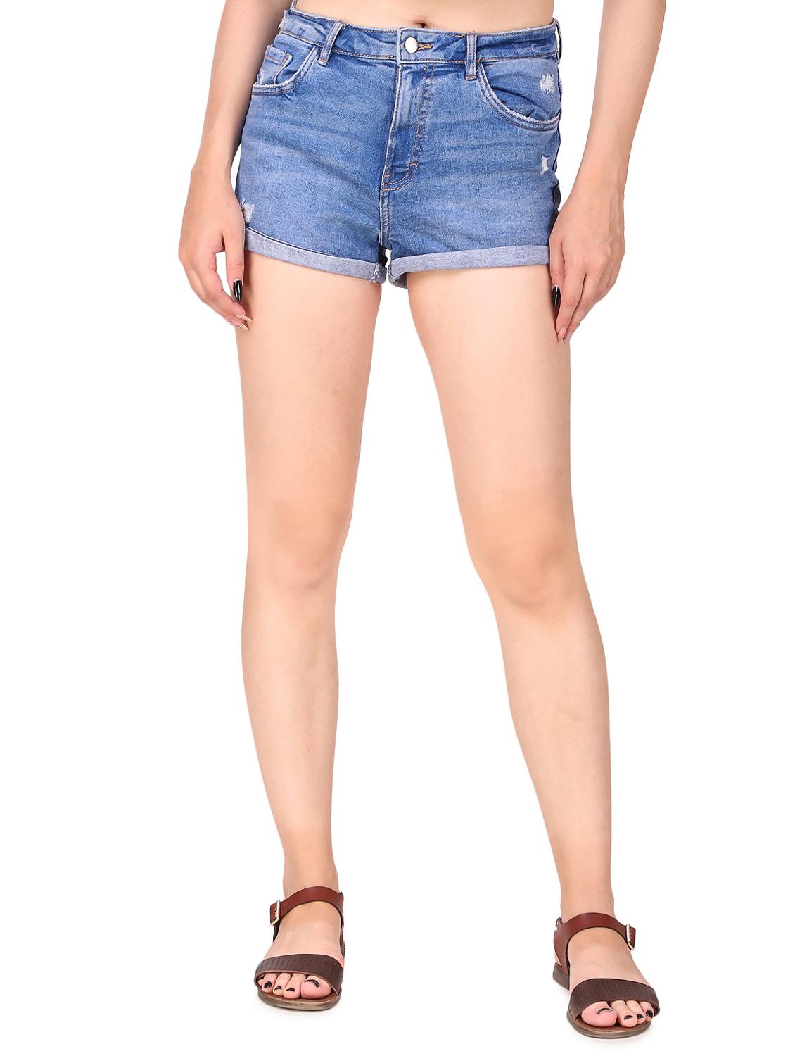 turn up hem denim shorts - 16354753 - Zoom Image - 1