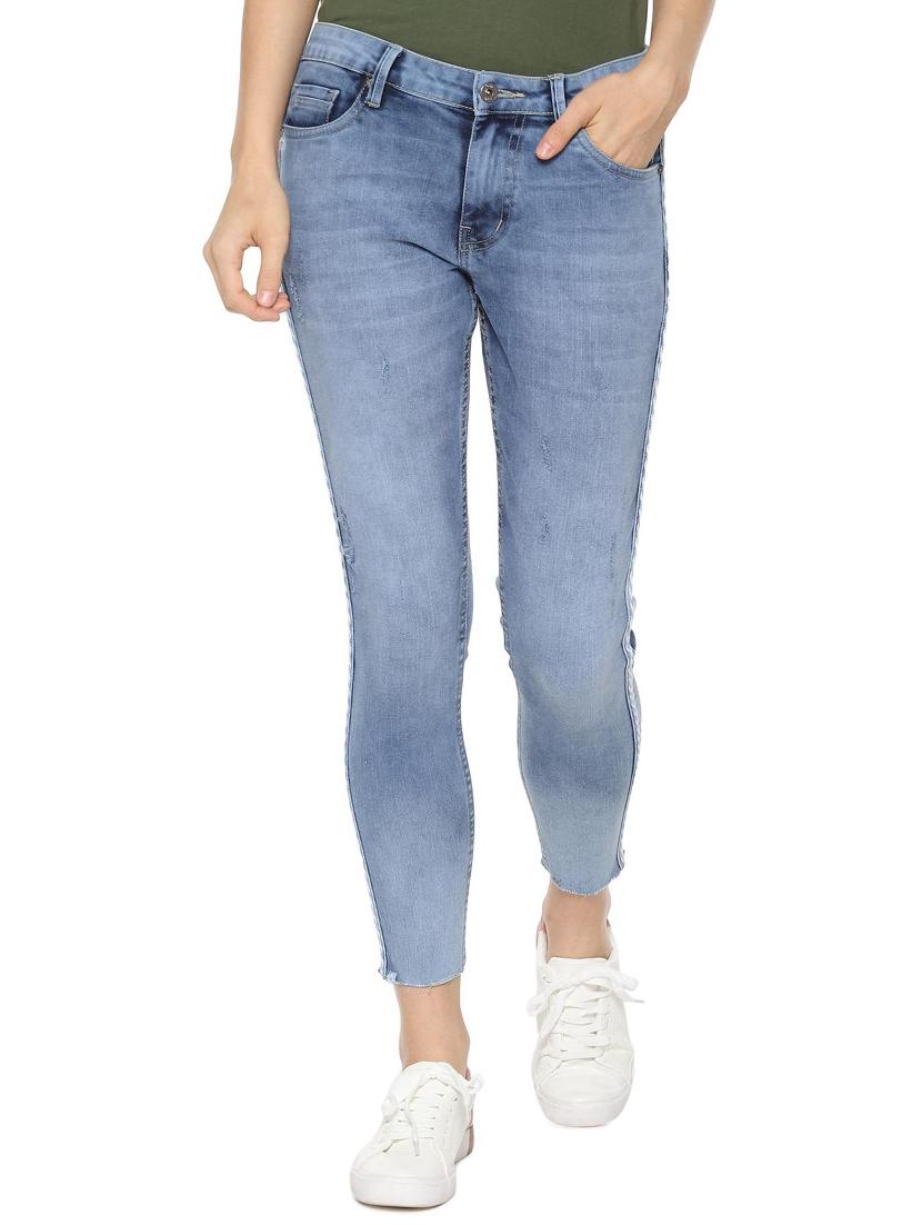 raw hem side taped cropped jeans - 16354930 - Zoom Image - 1