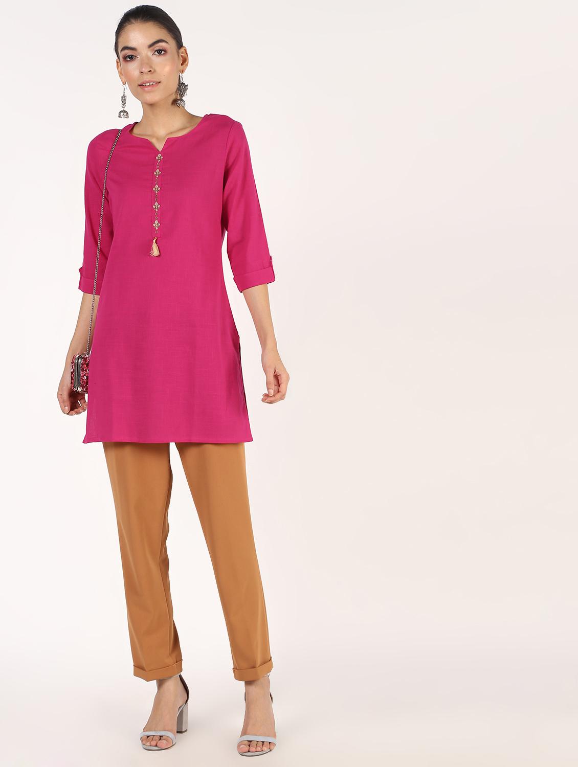 embroidered straight kurti - 16355758 - Zoom Image - 1