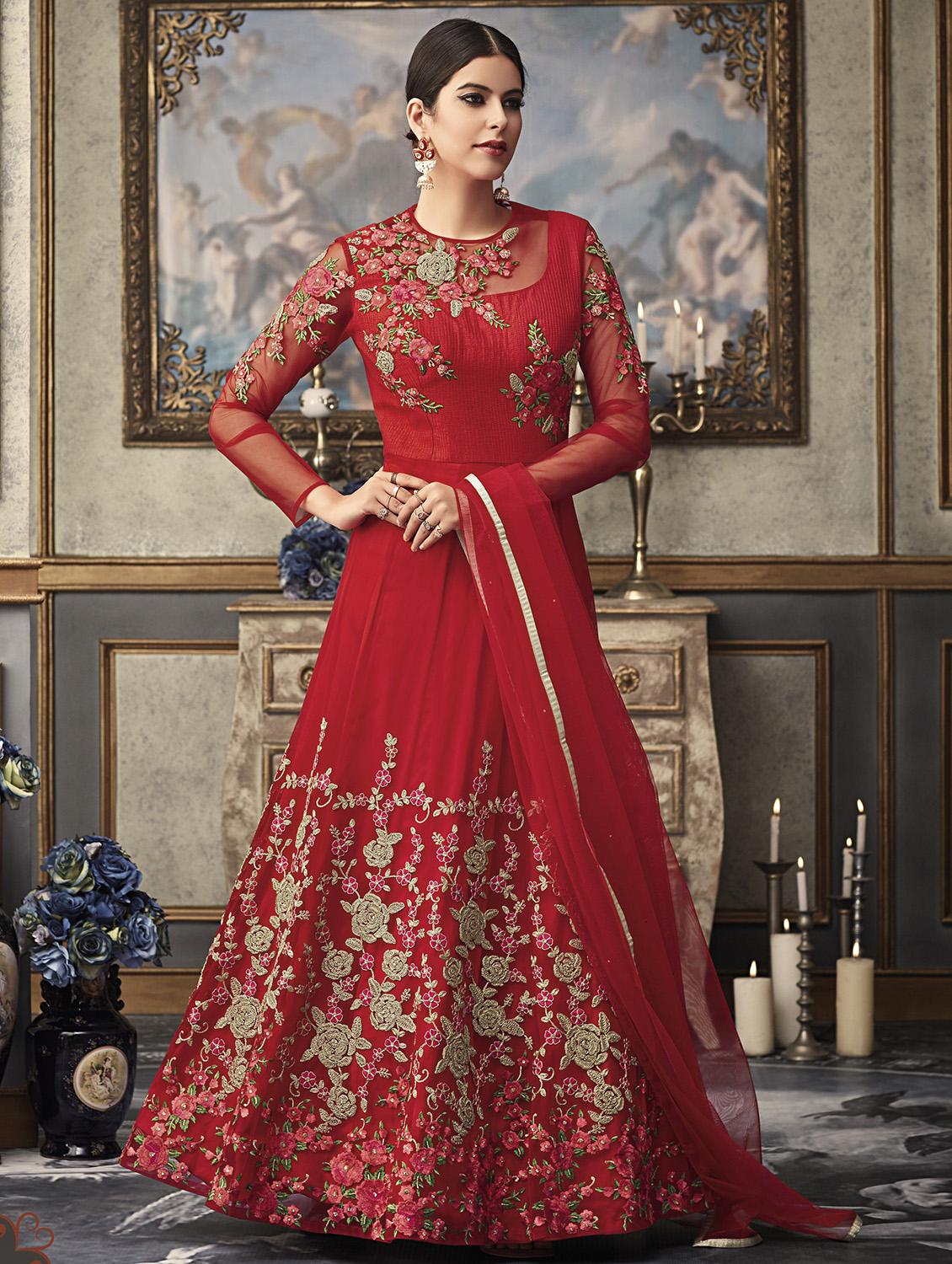 tonal embroidered semi-stitched suit - 16355827 - Zoom Image - 1