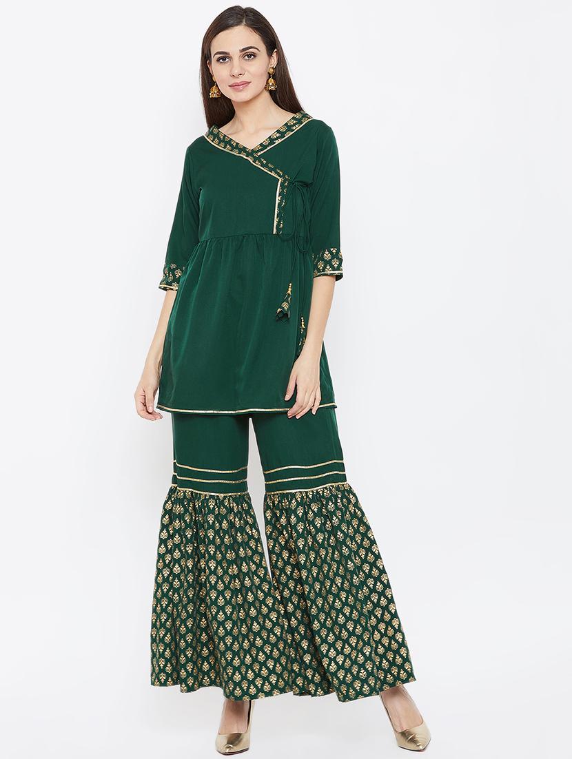 block print kurta sharara set - 16356180 - Zoom Image - 1