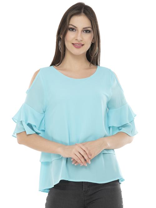 cold shoulder layered top - 16356266 - Standard Image - 1
