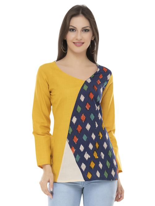 color block v-neck top - 16356270 - Very Small Image - 1