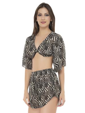 flutter sleeved crop top and shorts set - 16356552 - Standard Image - 2