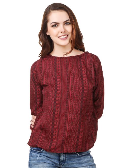 aztec print round neck top - 16356981 - Standard Image - 1