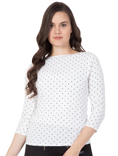 dot print boat neck top - 16356986 - Standard Image - 1