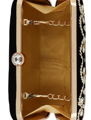 black cotton polyester blend box clutch - 16357184 - Standard Image - 3