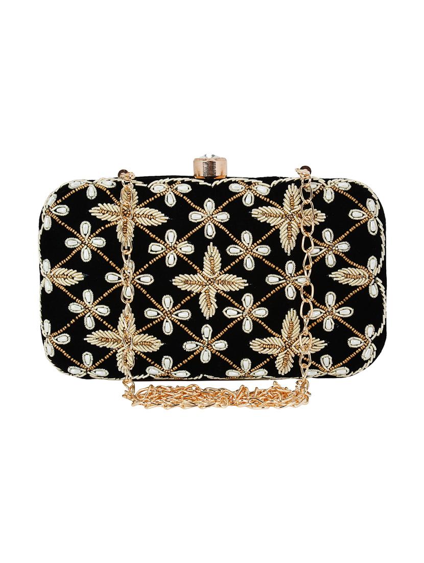 black cotton polyester blend box clutch - 16357184 - Zoom Image - 1