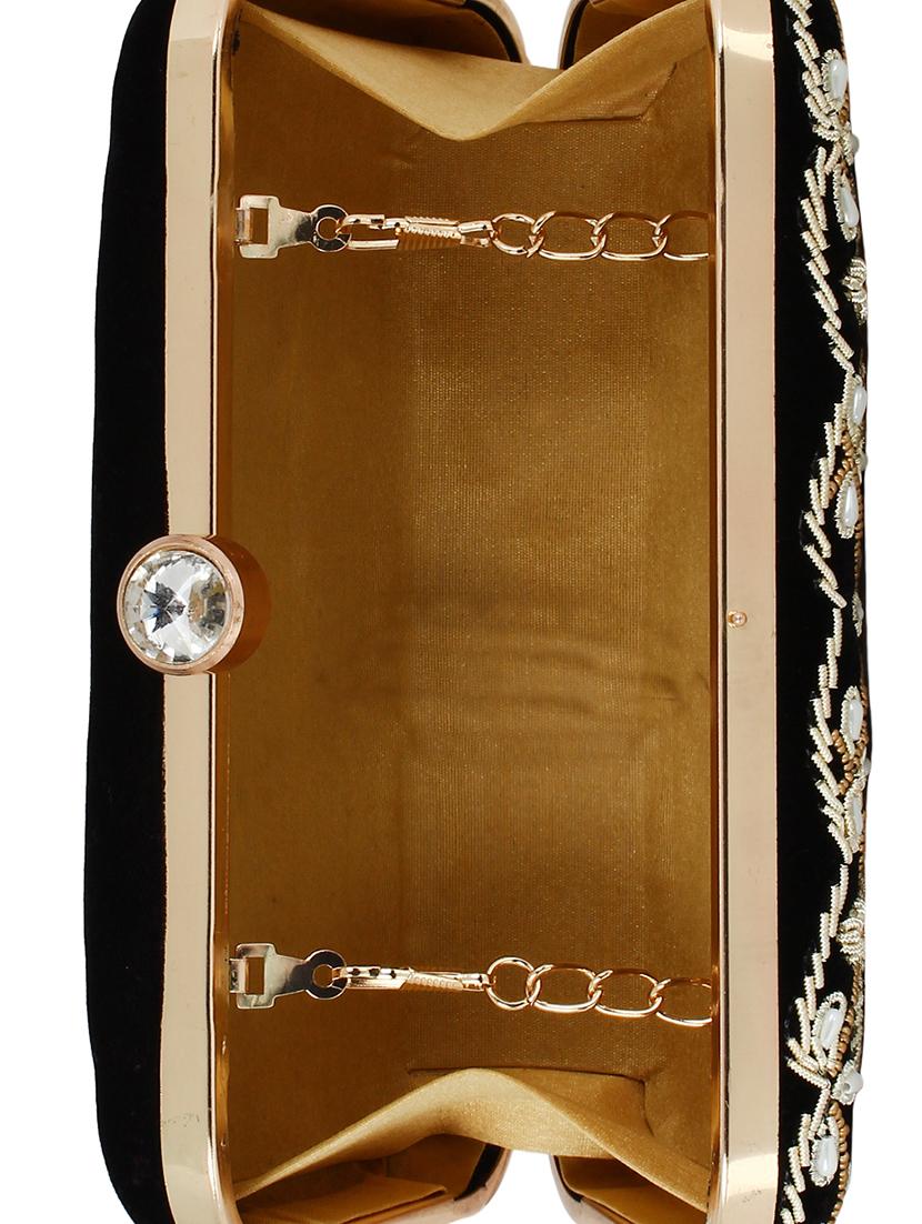 black cotton polyester blend box clutch - 16357184 - Zoom Image - 3