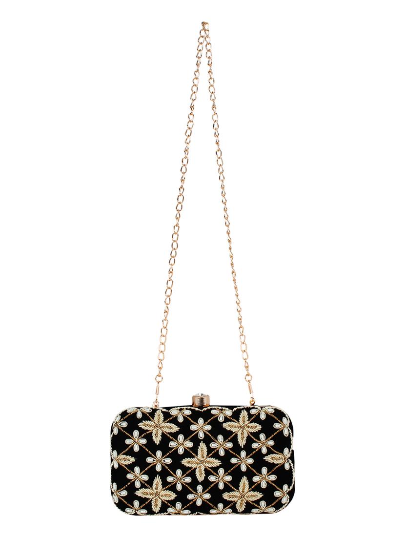 black cotton polyester blend box clutch - 16357184 - Zoom Image - 5