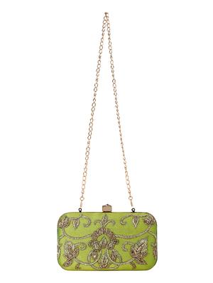 green cotton polyester blend box clutch - 16357185 - Standard Image - 5