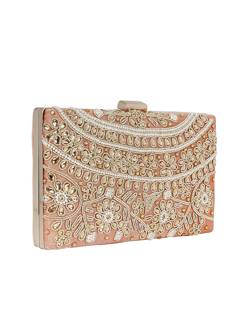 pink cotton polyester blend box clutch - 16357186 - Zoom Image - 4