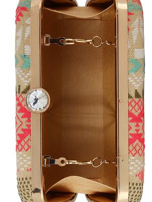 beige cotton polyester blend box clutch - 16357190 - Standard Image - 3
