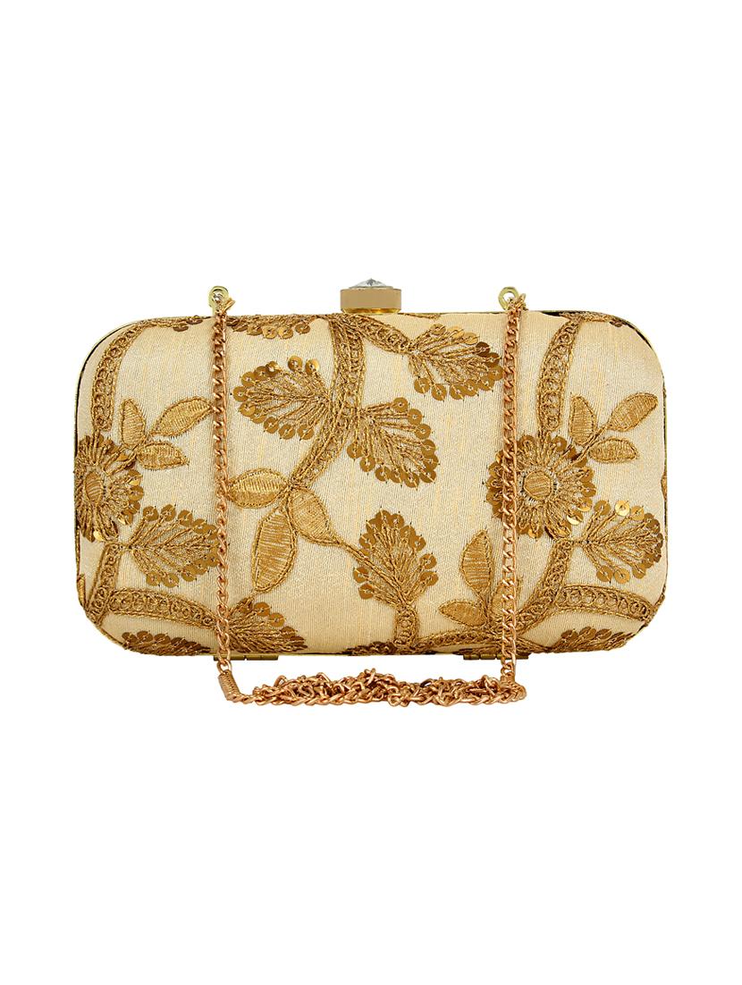 beige cotton polyester blend box clutch - 16357196 - Zoom Image - 1