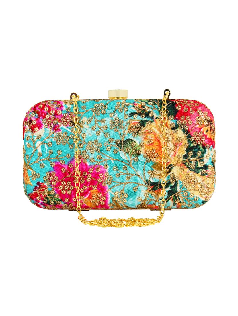 blue cotton polyester blend box clutch - 16357198 - Zoom Image - 1