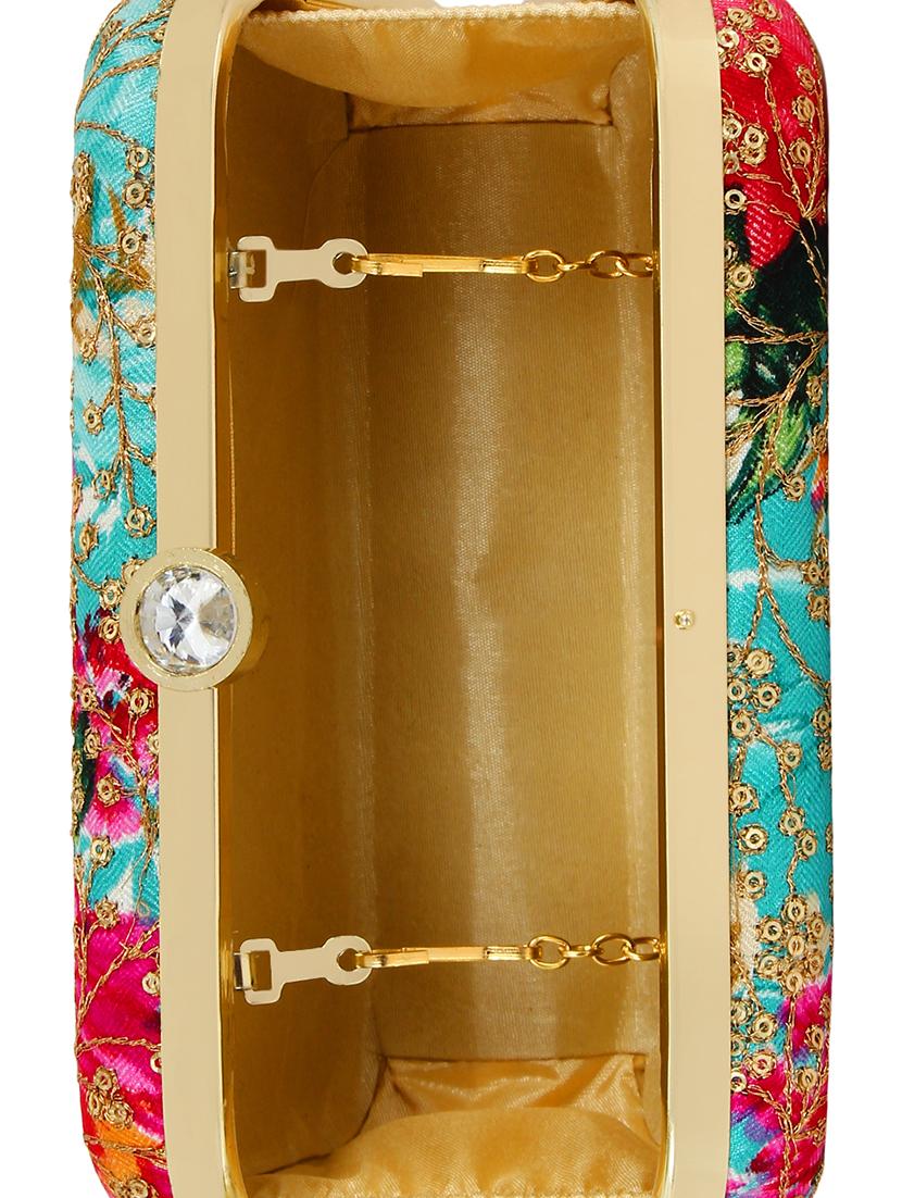 blue cotton polyester blend box clutch - 16357198 - Zoom Image - 3