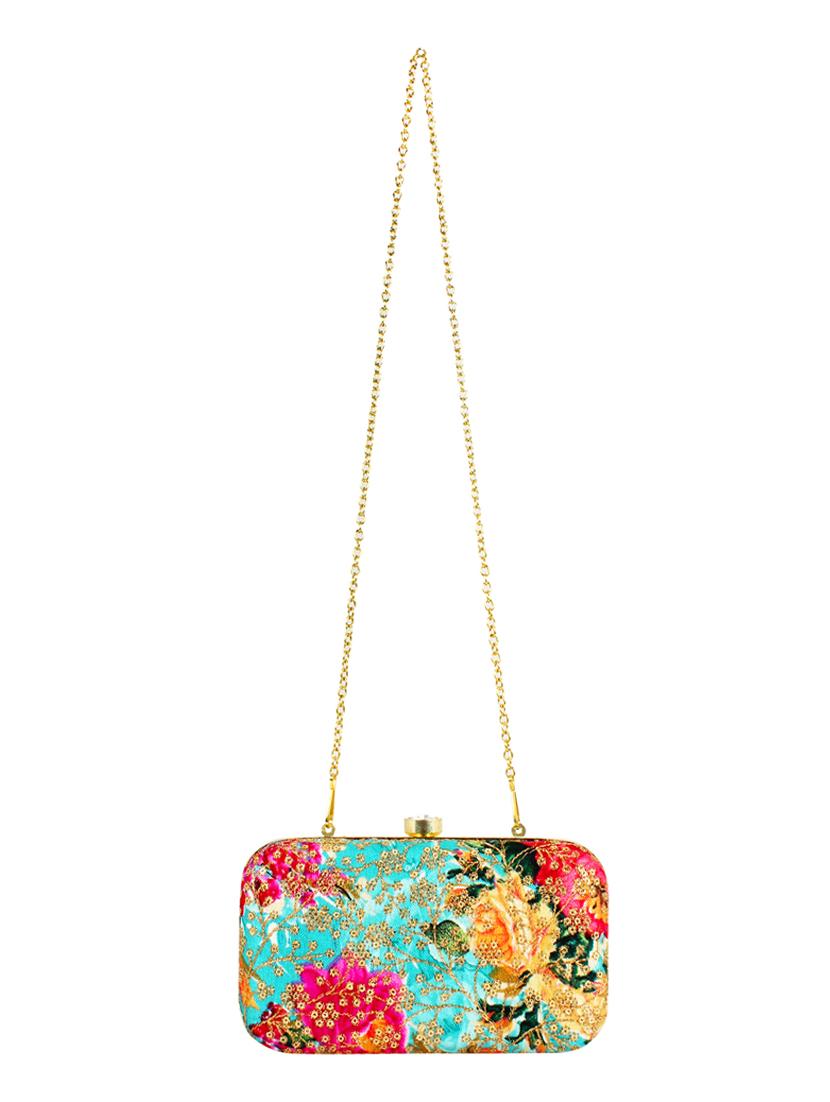 blue cotton polyester blend box clutch - 16357198 - Zoom Image - 5