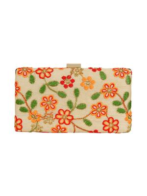 beige cotton polyester blend box clutch - 16357199 - Standard Image - 2