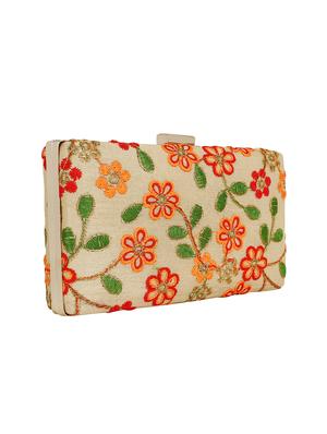 beige cotton polyester blend box clutch - 16357199 - Standard Image - 4