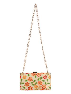 beige cotton polyester blend box clutch - 16357199 - Standard Image - 5