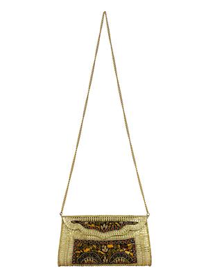 gold metal box clutch - 16357202 - Standard Image - 5