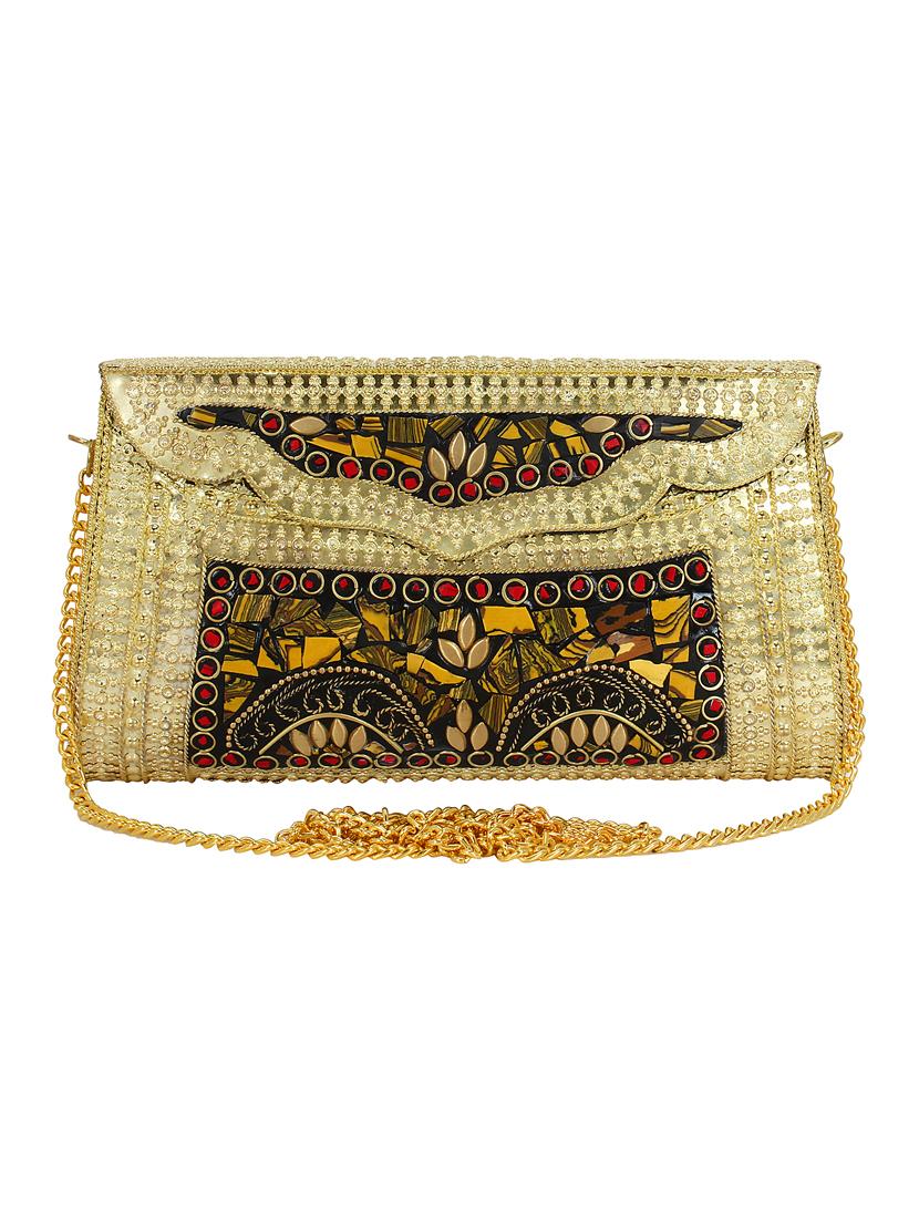 gold metal box clutch - 16357202 - Zoom Image - 1