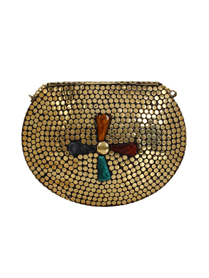 gold metal box clutch - 16357207 - Zoom Image - 2