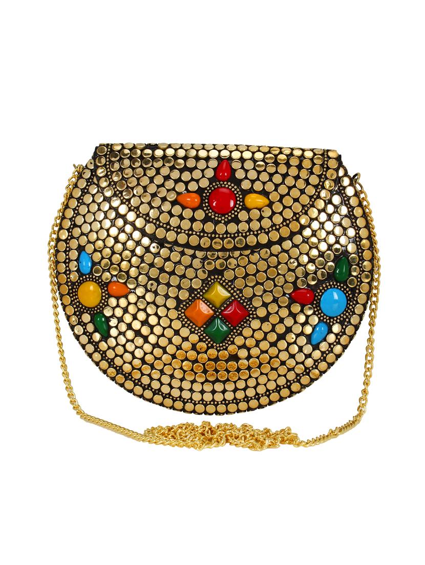 gold metal box clutch - 16357211 - Zoom Image - 1