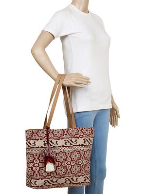 beige cotton regular handbag - 16357215 - Standard Image - 5