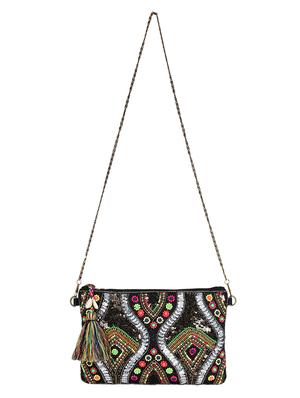 black cotton regular sling bag - 16357232 - Standard Image - 5
