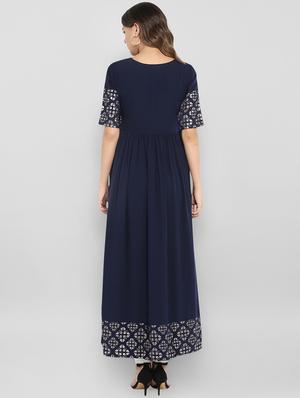 foil printed flared kurta - 16357239 - Standard Image - 3