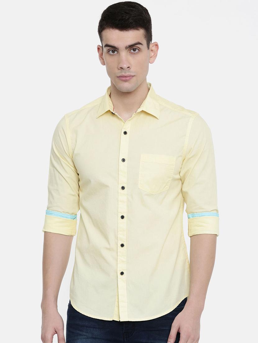 yellow solid casual shirt - 16357429 - Zoom Image - 1