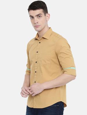yellow solid casual shirt - 16357431 - Standard Image - 2