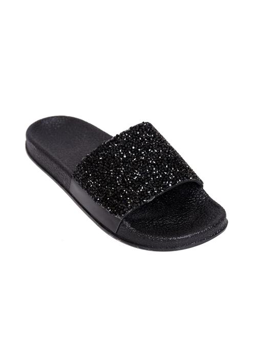 black slip on slides - 16357474 - Standard Image - 1