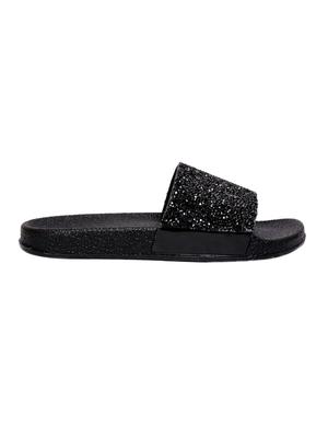 black slip on slides - 16357474 - Standard Image - 2