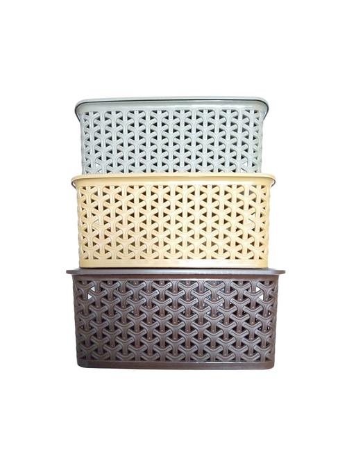 pack of 1 fashion multipurpose plastic h1 basket with lid for baby care, office, bedroom, bathroom, stationary and baby grooming - 16357557 - Very Small Image - 1
