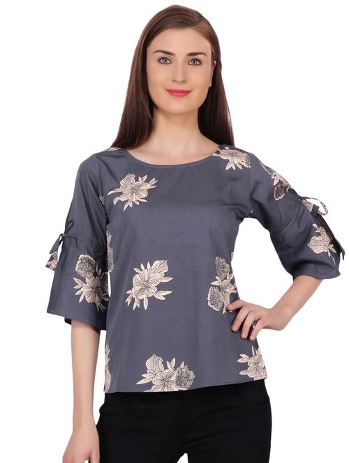 tie up sleeved floral top - 16358026 - Standard Image - 1