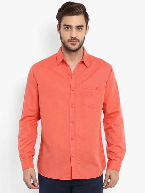 peach solid casual shirt - 16358165 - Very Small Image - 1