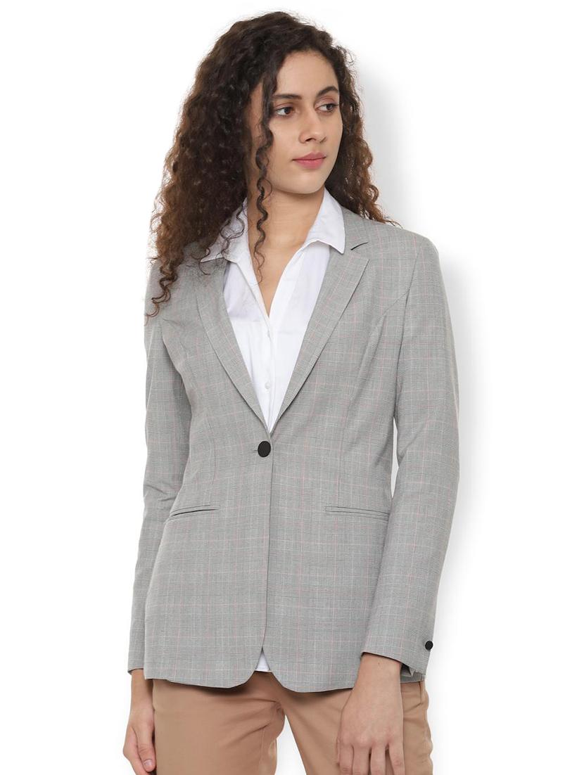 single button checkered blazer - 16358425 - Zoom Image - 1