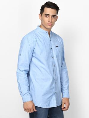 light blue solid casual shirt - 16358841 - Standard Image - 2
