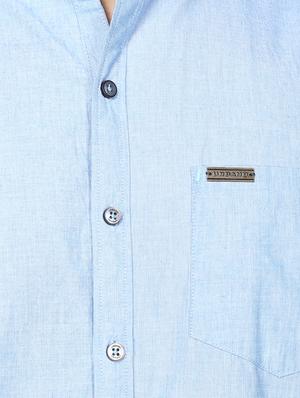 light blue solid casual shirt - 16358841 - Standard Image - 4